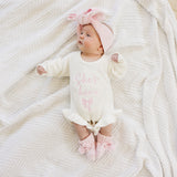 She's Here Ruffle Leg Romper - Warm White