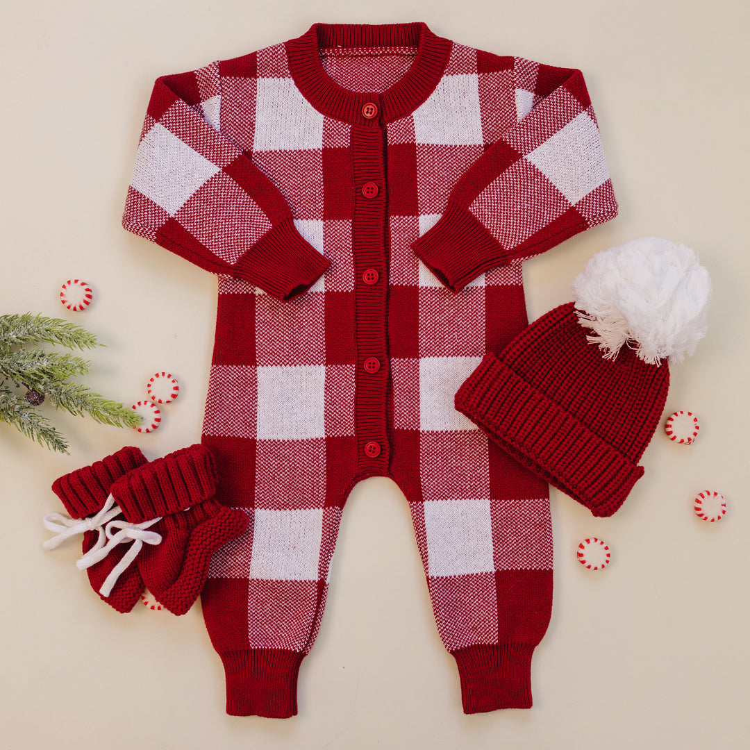 Knit Classic Jumpsuit - Christmas Plaid