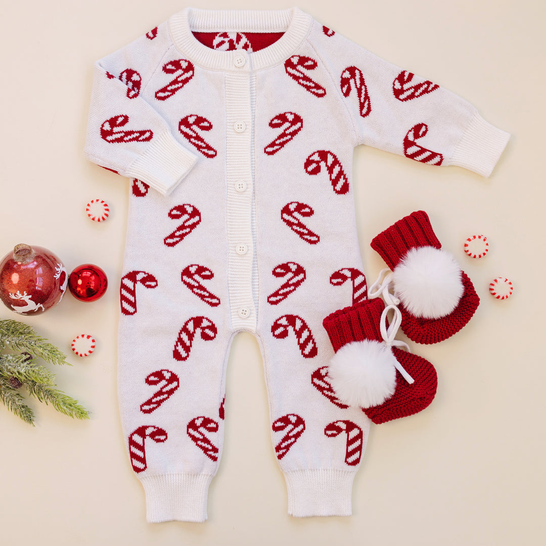 Knit Classic Jumpsuit - Candy Cane