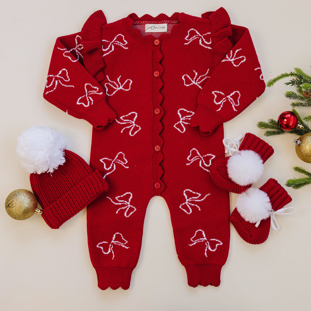 Knit Classic Jumpsuit - Christmas Bows