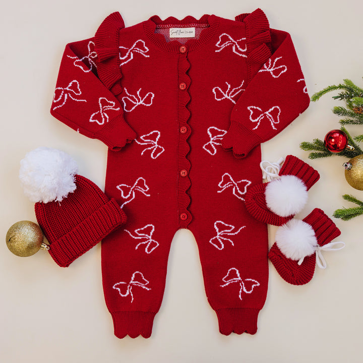 Knit Classic Jumpsuit - Christmas Bows