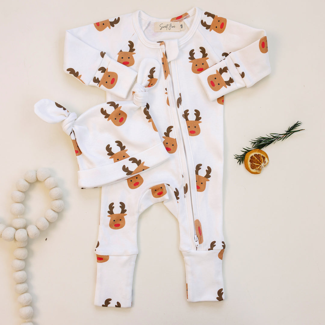Full Zip Romper Pajamas Set | Rudolph