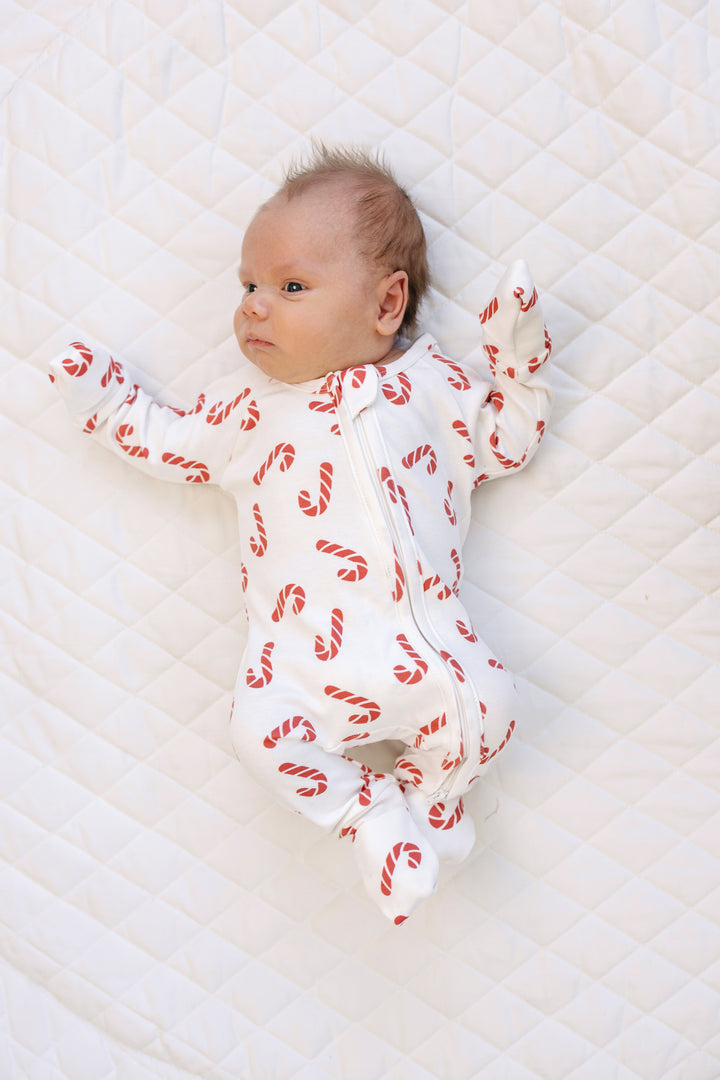 Full Zip Romper Pajamas Set | Classic Candy Cane