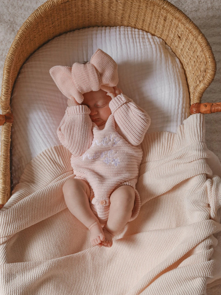Personalizable Classic Chunky Ribbed Romper - Pink