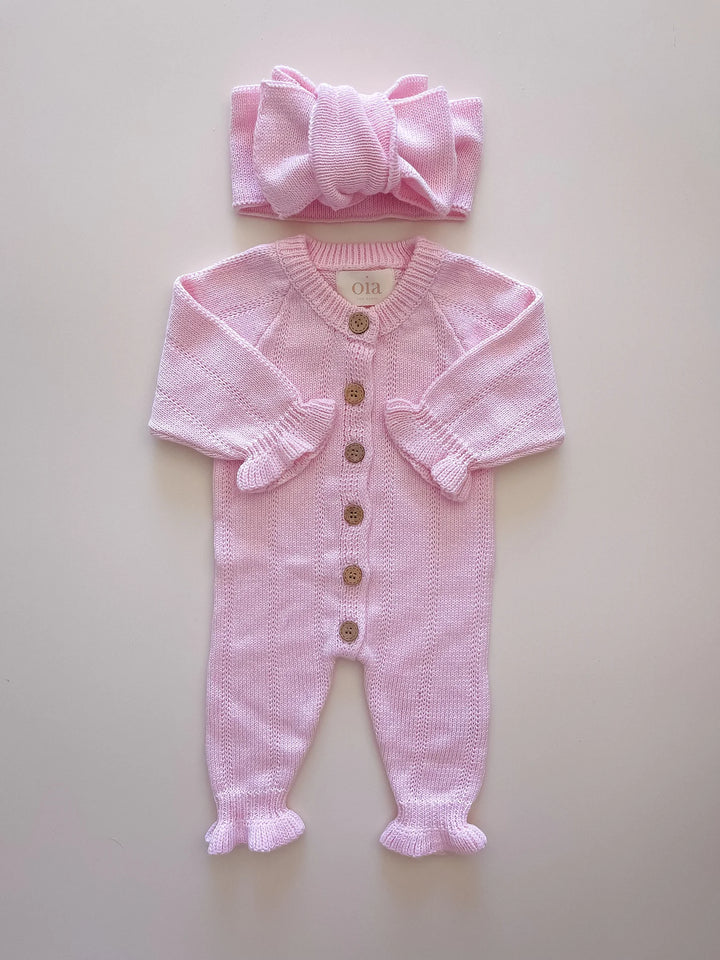 Feggari Ruffle Onesie in Petal Pink