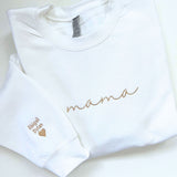 Mama Sweatshirt with Kids Names Sleeve | Embroidered Sweatshirt | Minimal Mama Sweater | Mother's Day Gift | Mom Sweatshirt | New Baby Gift