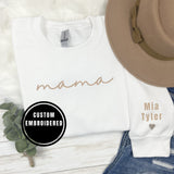 Mama Sweatshirt with Kids Names Sleeve | Embroidered Sweatshirt | Minimal Mama Sweater | Mother's Day Gift | Mom Sweatshirt | New Baby Gift