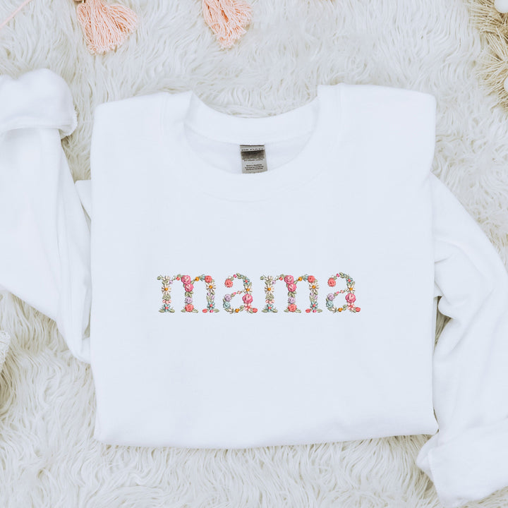 Mama Embroidered Sweatshirt | Floral Embroidered Sweater | New Mama Gift | Floral Mom Sweater | Mother's Day Gift | Baby Shower Gift