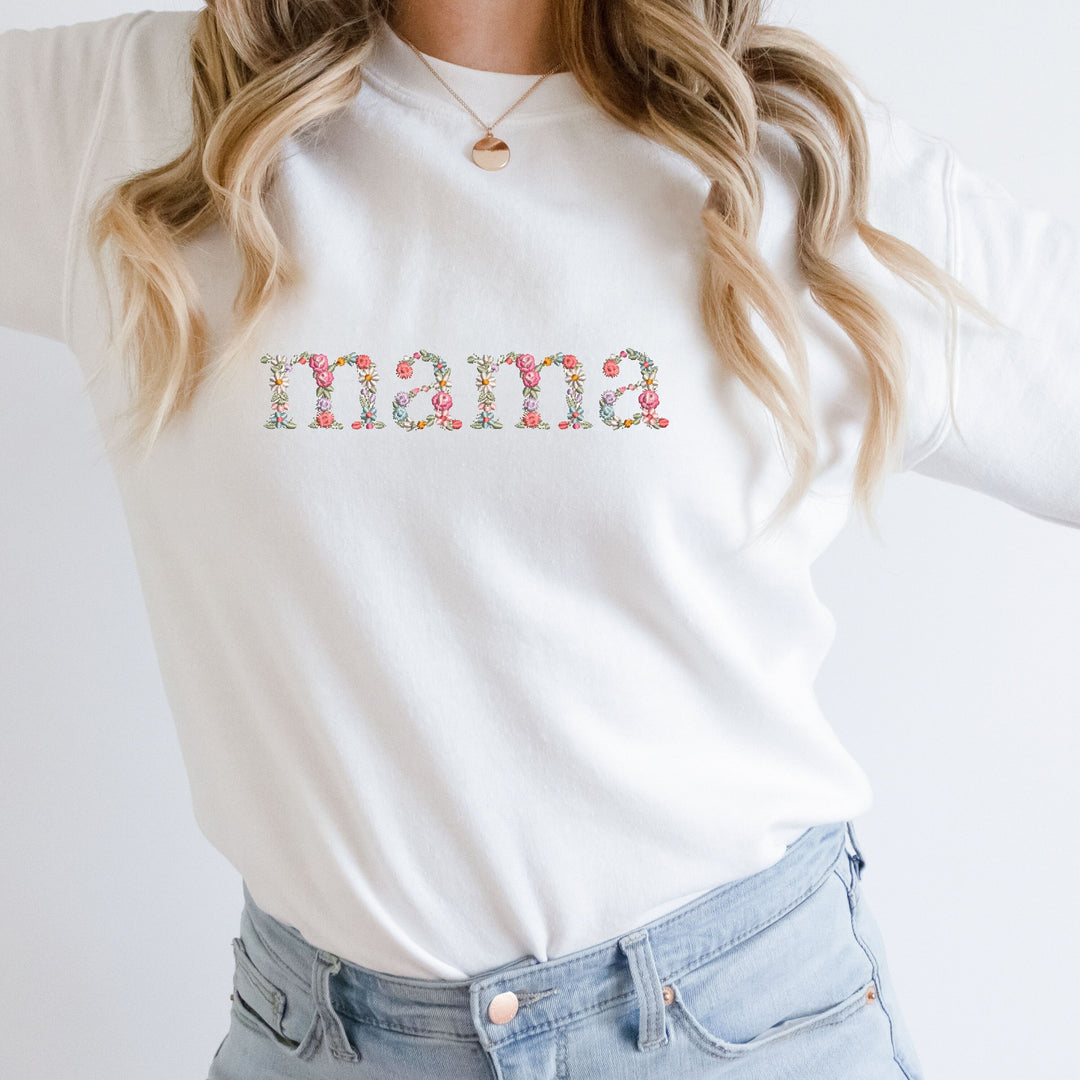 Mama Embroidered Sweatshirt | Floral Embroidered Sweater | New Mama Gift | Floral Mom Sweater | Mother's Day Gift | Baby Shower Gift