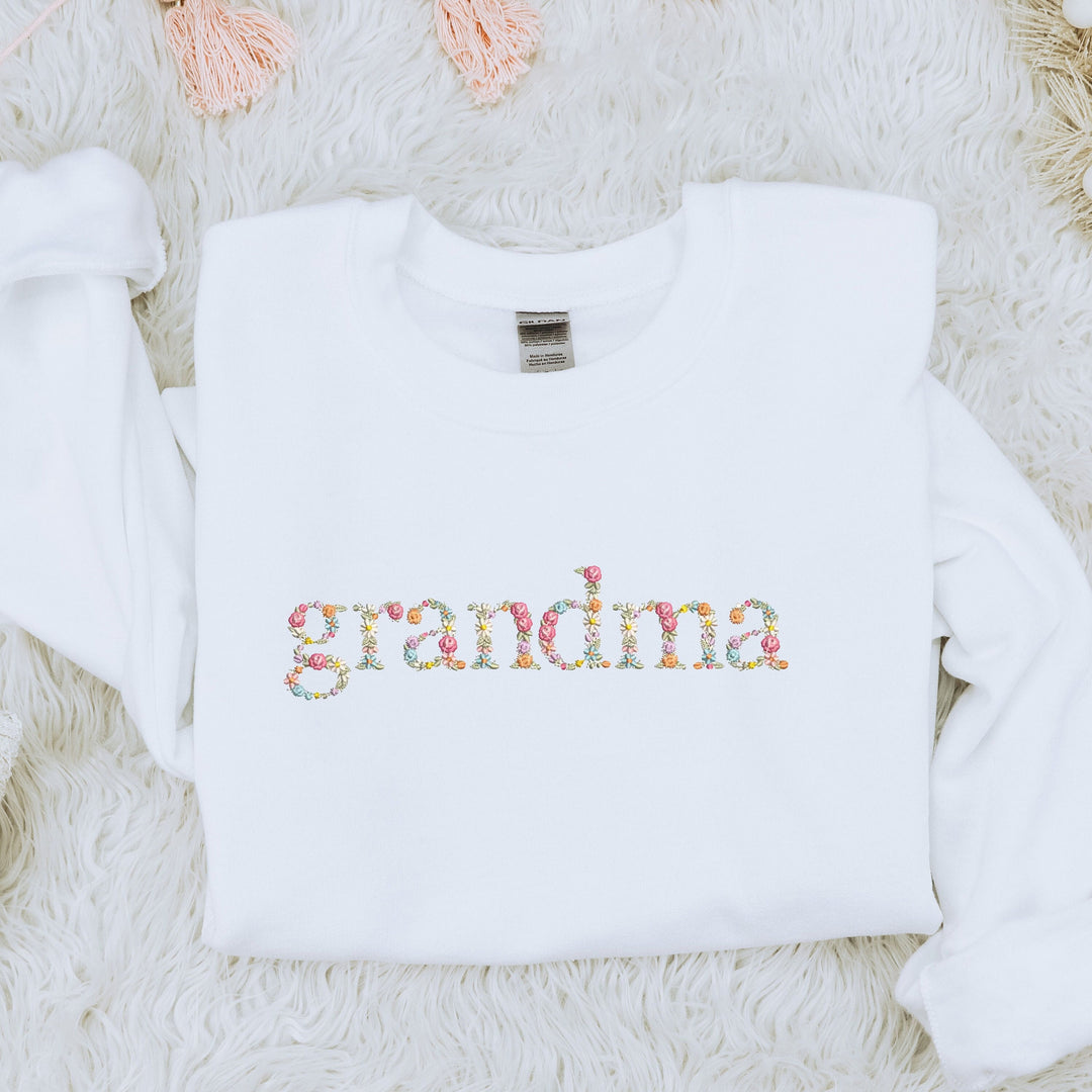 Grandma Sweatshirt | Custom Name Sweatshirt | Floral Embroidered Sweater | Mother's Day Gift | Grandma Reveal | Nana Sweatshirt