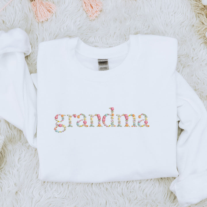 Grandma Sweatshirt | Custom Name Sweatshirt | Floral Embroidered Sweater | Mother's Day Gift | Grandma Reveal | Nana Sweatshirt