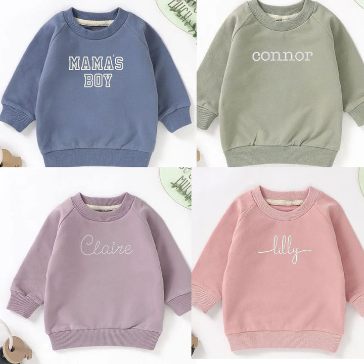 Children's Embroidered Sweatshirt, Kids Embroidered Sweatshirt, Embroidered Crewneck Sweatshirt, Personalized Toddler Shirt, Kids custom tee