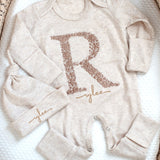 Newborn girl coming home outfit, Name Newborn Outfit, Embroidered Baby Outfit, Hospital Home Outfit, Neutral Custom Baby Outfit,