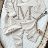 Newborn girl coming home outfit, Name Newborn Outfit, Embroidered Baby Outfit, Hospital Home Outfit, Neutral Custom Baby Outfit,