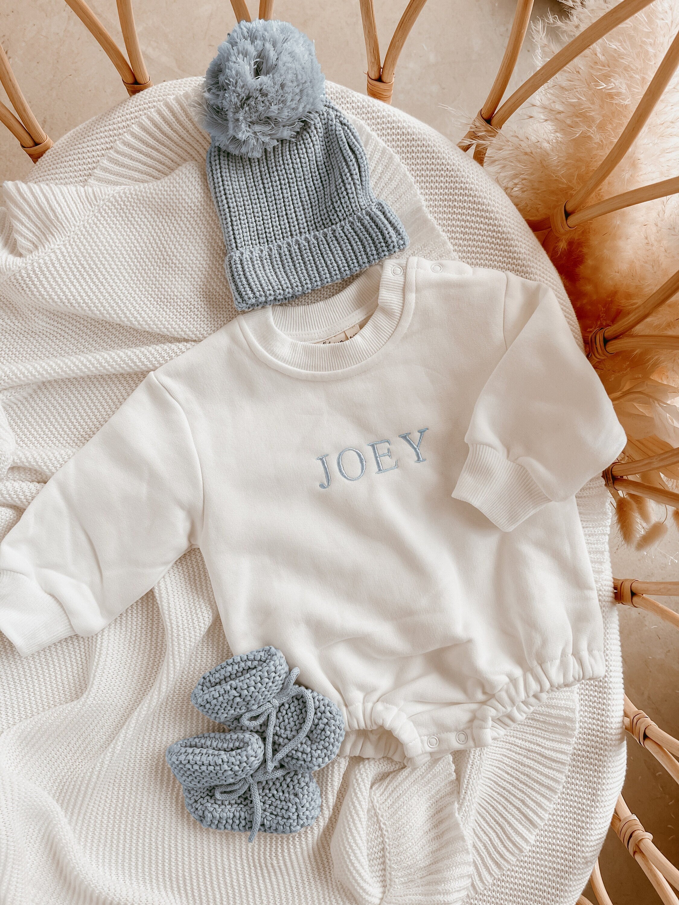 Sweatshirt Bodysuit with Name | Baby Bubble Romper | Baby Shower Gift | Bubble Sweatshirt Romper | Organic Cotton Outfit | Baby Name Reveal