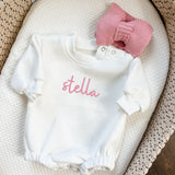 Sweatshirt Bodysuit with Name | Baby Bubble Romper | Baby Shower Gift | Bubble Sweatshirt Romper | Organic Cotton Outfit | Baby Name Reveal