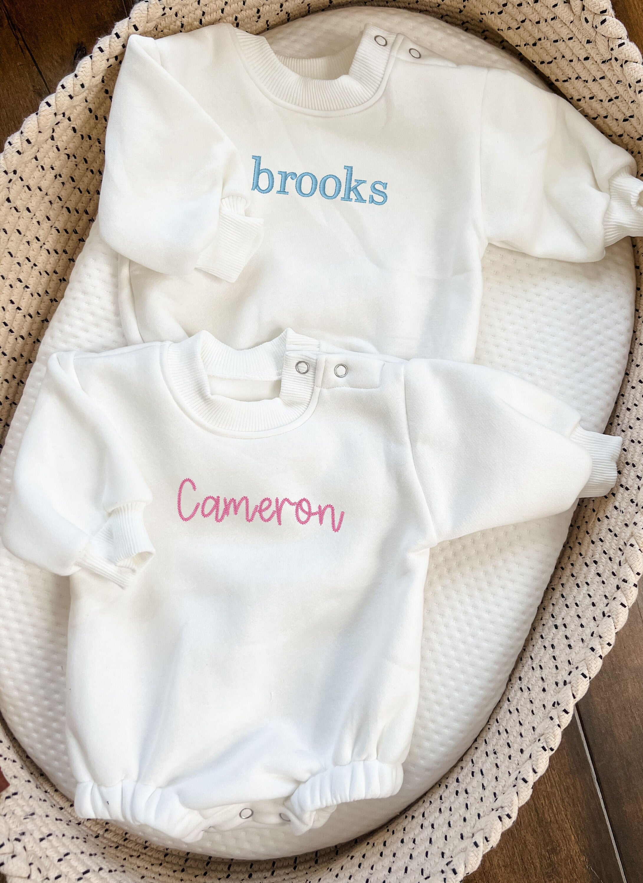 Sweatshirt Bodysuit with Name | Baby Bubble Romper | Baby Shower Gift | Bubble Sweatshirt Romper | Organic Cotton Outfit | Baby Name Reveal