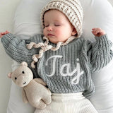 Baby Name Knit Sweater, Custom Baby Sweater, Baby Name Romper, Personalized Baby Sweater, Neutral Baby Name Outfit, Newborn Name Reveal