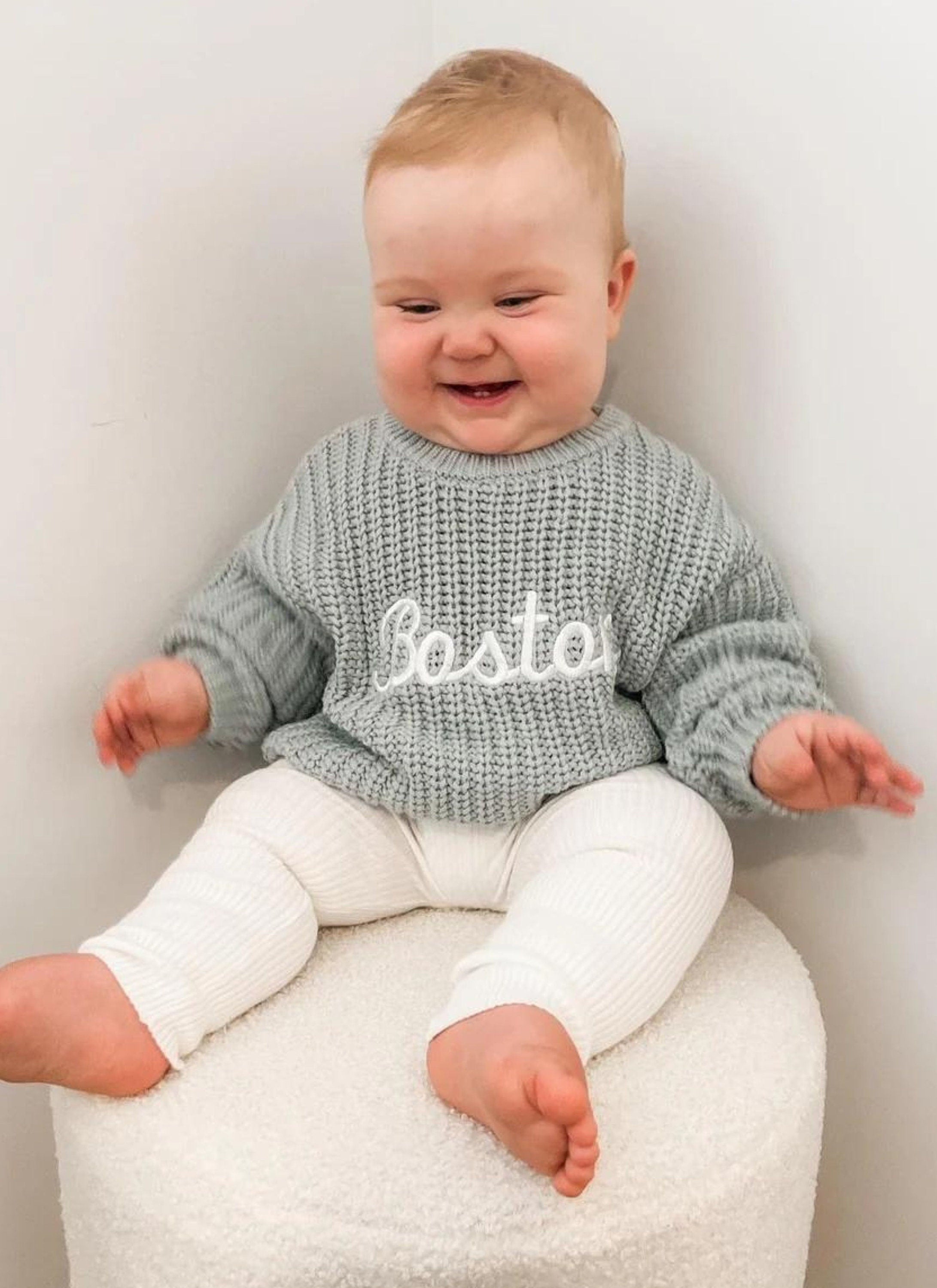 Baby Name Knit Sweater, Custom Baby Sweater, Baby Name Romper, Personalized Baby Sweater, Neutral Baby Name Outfit, Newborn Name Reveal