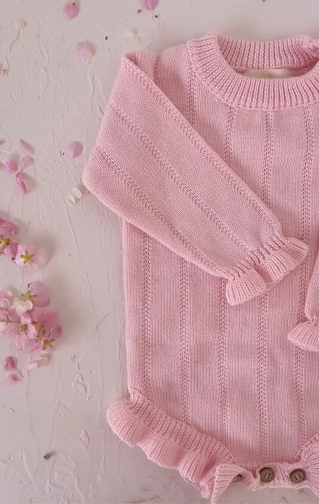 Personalizable Asteria Ruffle Romper in Petal Pink