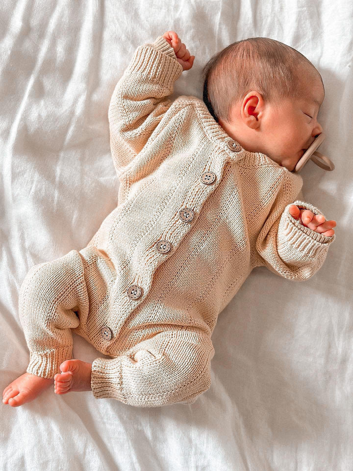 Full Button Knit Romper in Hazel