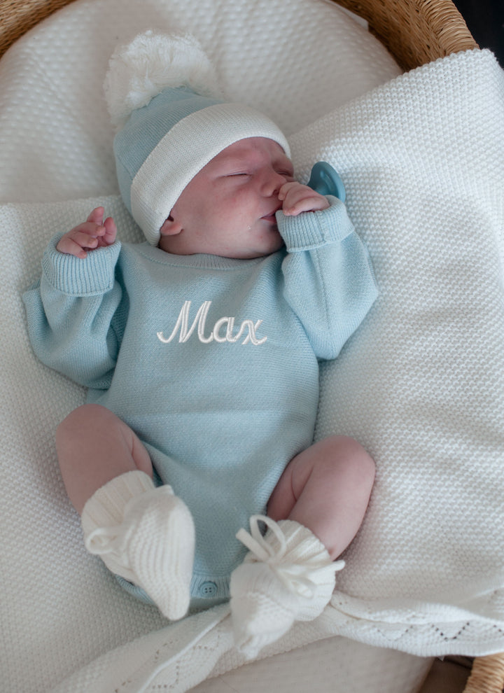 Flat Knit Romper - Power Blue