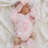 Knit Side Tie Ruffle Romper - Petal Pink